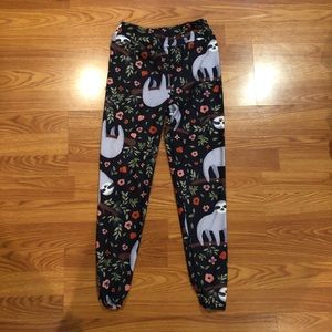 navy blue floral sloth leggings